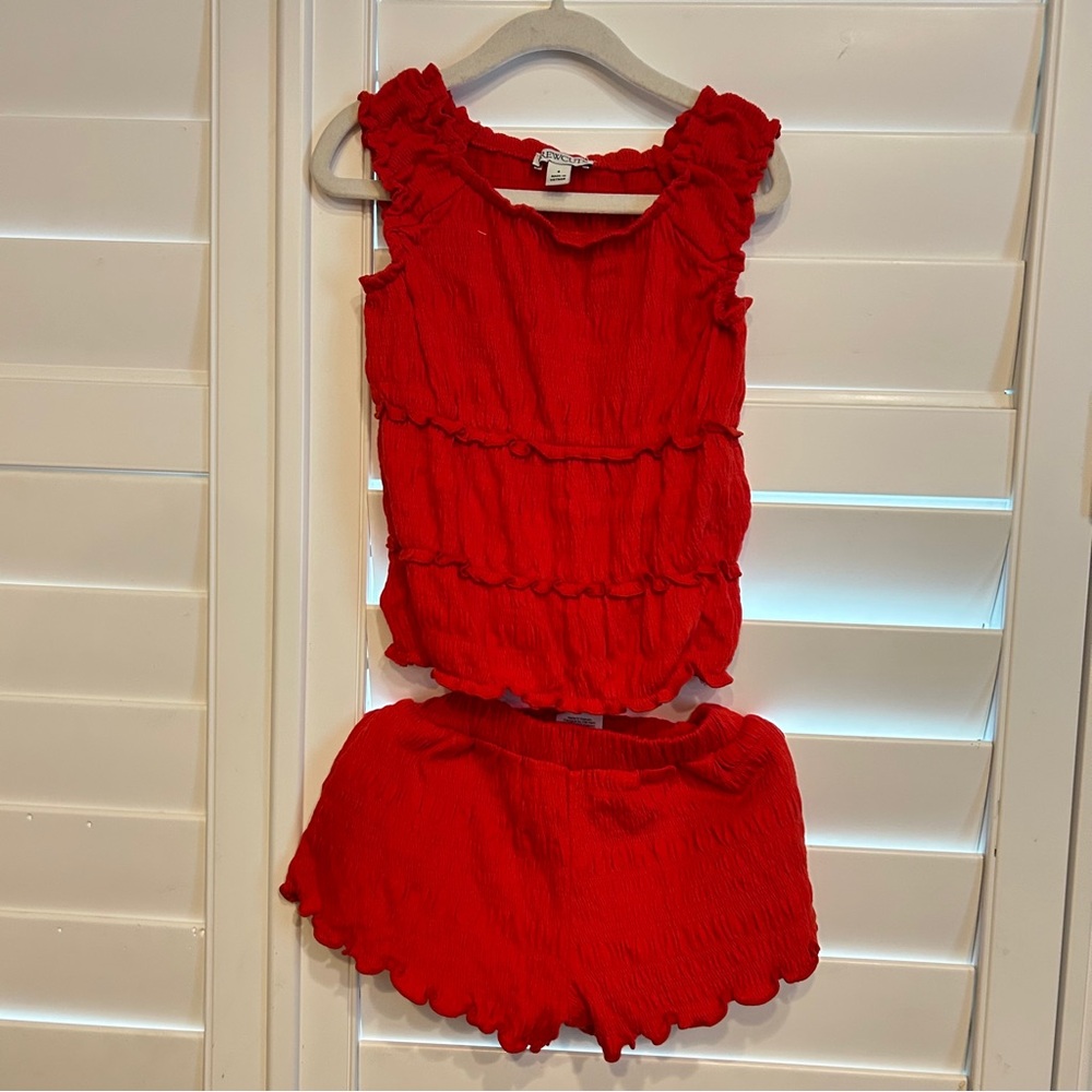 Crew Cuts Scalloped Detail Short Set Red Size 4